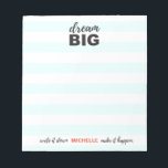 Bloc De Notas Sueña grande, escríbalo, hazlo realidad, personali<br><div class="desc">Esta nota especial,  personalizado,  personalizada puede ayudarle a seguir el camino de 'soñar en grande' y 'hacer que las cosas sucedan'. También se puede regalar como parte de la colección. Personalizar los colores a tu gusto con un nombre.</div>