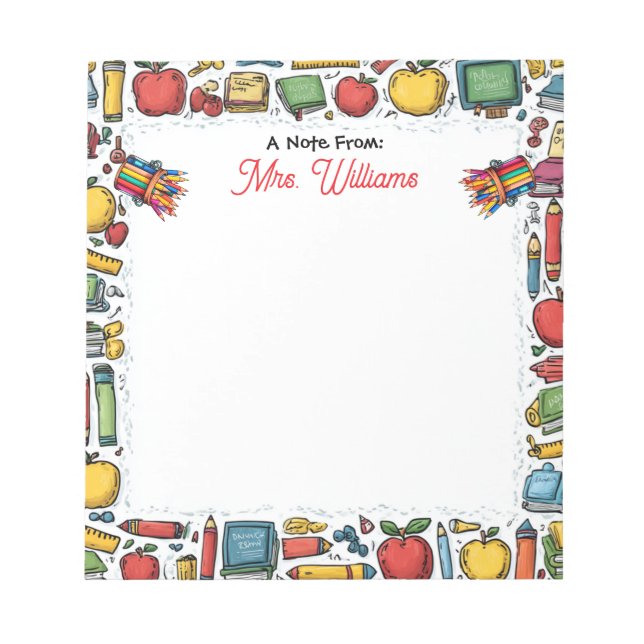 Bloc De Notas Suministros escolares del profesor (Frente)