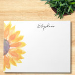 Bloc De Notas Sunflower acuarela personalizada<br><div class="desc">Este bloc de notas floral personalizado está decorado con un girasol color amarillo acuático. Personalizable fácil. Utilice la Herramienta de diseño para cambiar el tamaño, estilo o color del texto. A medida que creamos nuestra obra de arte no encontrarás esta imagen exacta de otros diseñadores. Acuarela original © Michele Davies....</div>