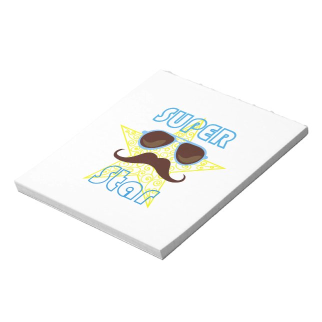 Bloc De Notas Super Star con gafas de sol y bigote (Lado Izquierdo)