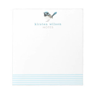 Bloc De Notas Superb Fairy Wren - Cute Blue Bird Personalizada