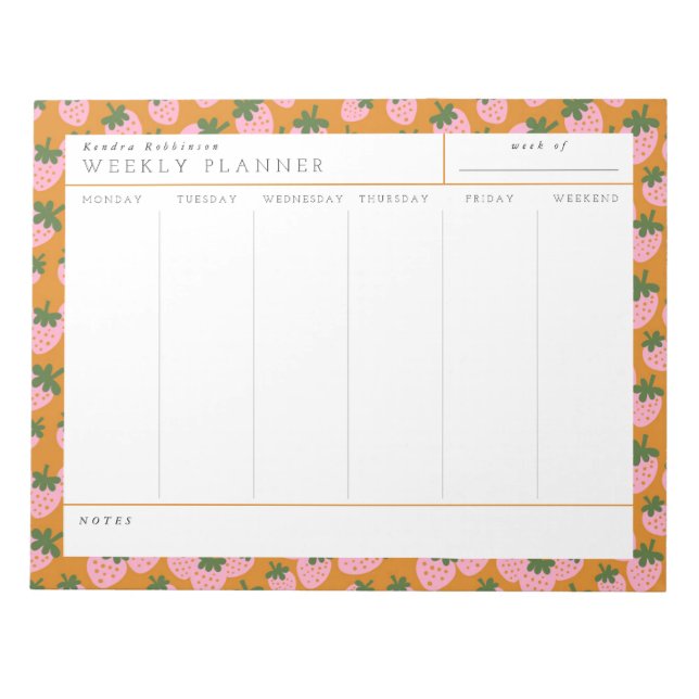 Bloc De Notas Sweet Strawberries Weekly Planner (Frente)