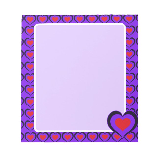 Bloc De Notas Sweetheart Red & Purple Hearts  (Frente)