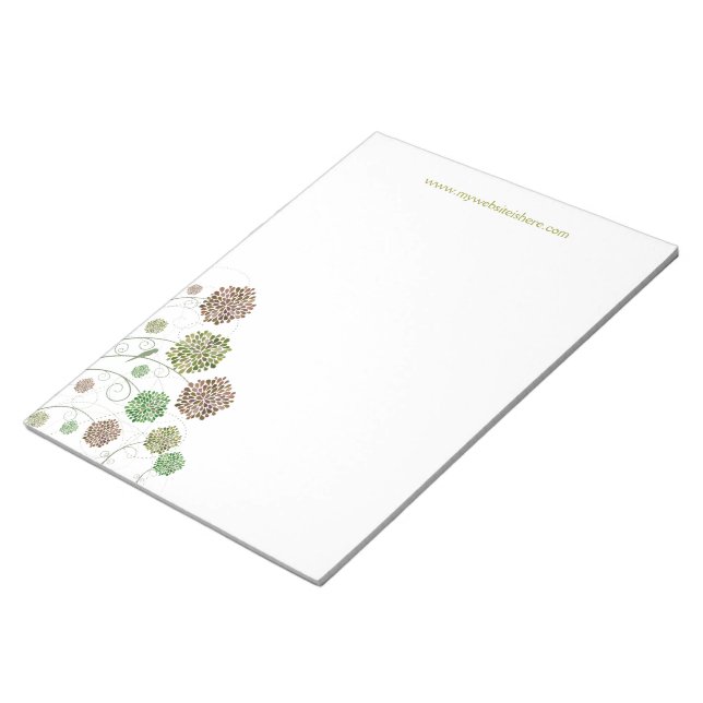 Bloc De Notas Swirly Girly Moderno Flower Designer Business Pad (Lado Derecho)