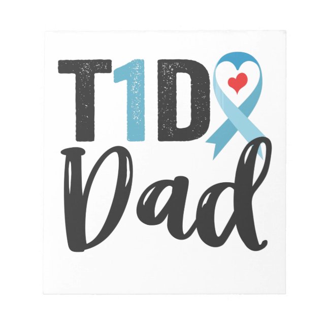 Bloc De Notas T1D papá Diabetes Awareness Blue Ribbon Family Gif (Frente)