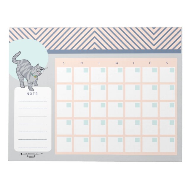 Bloc De Notas Tabby Cat Open Dated Desk Calendar Notepad (Frente)