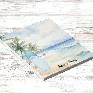 Bloc De Notas Tabla de surf playa tropical palmeras