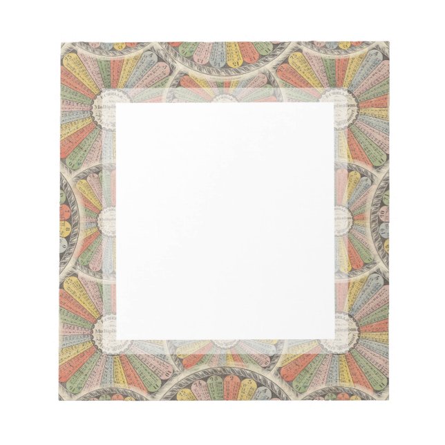 Bloc De Notas Tablas de multiplicación de cosecha de matemáticas (Frente)