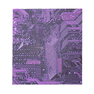 Bloc De Notas Tablero de Circuito Cibernético Púrpura Arte Tecno
