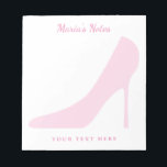 Bloc De Notas Talla para zapatos de tacones altos de tacón rosa<br><div class="desc">Talla para zapatos de tacones altos de tacón rosado para mujeres. Diseño de almohadillas de memo personalizadas para el hogar, la escuela o la oficina. Haz tu propio material escolar/de oficina. Divertidas Ideas de regalo de cumpleaños para modas, influyentes, chicas, hijas, madres, hermanas, amigas, compañeros de trabajo, profesores, grupos de...</div>