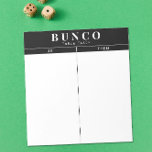 Bloc De Notas Tally de mesa simple de Bunco en blanco y negro<br><div class="desc">Tire una hoja en cada mesa para que la persona mantenga la cuenta de la puntuación y racionalice su juego Bunco con estas hojas listas para usar y fáciles de arrancar con dos columnas en blanco y negro gráfico y detalles en blanco y negro.</div>
