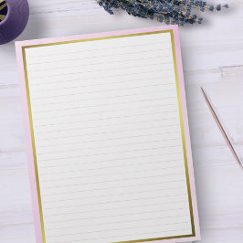 Bloc De Notas Tamaño de letra 8,5" x 11" Líneas rosas Oro gobern