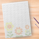 Bloc De Notas Tamaño de letra 8,5" x 11" Naranja retro de gran r<br><div class="desc">Páginas de tamaño carta estándar - 8, 5" X 11" con líneas de ancho negro en cada página para una escritura sencilla - Papel portátil de un lado con un Naranja retro minimalista y fondo de flores amarillas.</div>