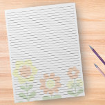 Bloc De Notas Tamaño de letra 8,5" x 11" Naranja retro gobernado<br><div class="desc">Páginas de tamaño carta estándar - 8, 5" X 11" con líneas reguladas por Black College en cada página para una escritura sencilla - Papel portátil de un lado con un Naranja retro minimalista y fondo de flores amarillas.</div>