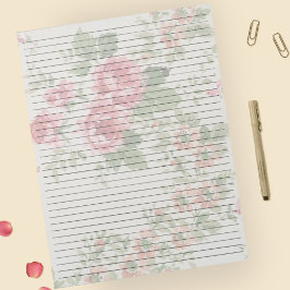 Bloc De Notas Tamaño de letra 8.5 x 11 rosas rosadas gobernadas 