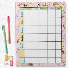 Bloc De Notas Tarea asignada Frutas Memphis Rosa