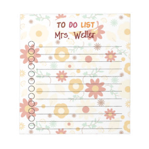 Bloc De Notas Tarea pendiente del Personalizado floral del maest
