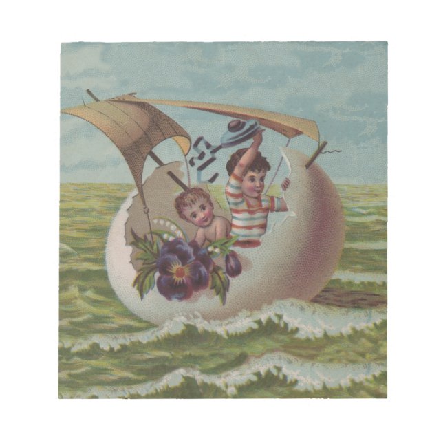 Bloc De Notas Tarjeta antigua de Pascua para niños de huevos de  (Frente)