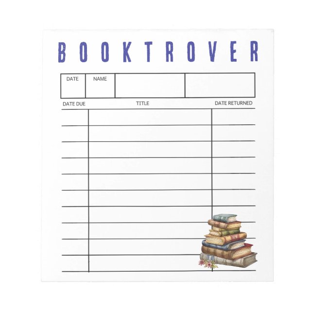 Bloc De Notas Tarjeta de biblioteca Booktrover Libros antiguos (Frente)