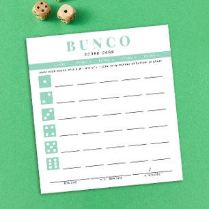 Bloc De Notas Tarjeta de puntuación de Bunco azul menta y blanco