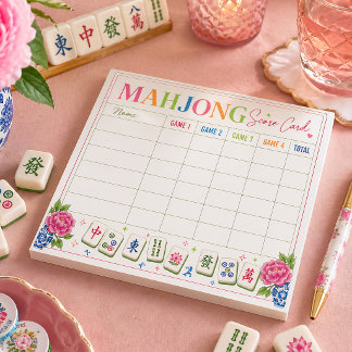 Bloc De Notas Tarjeta de Puntuación de Mahjong con Diseño Floral