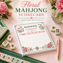 Tarjeta de puntuación de Mahjong Floral