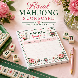 Bloc De Notas Tarjeta de puntuación de Mahjong Floral