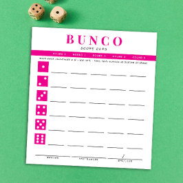 Bloc De Notas Tarjeta de puntuación simple de Bunco rosa y blanc