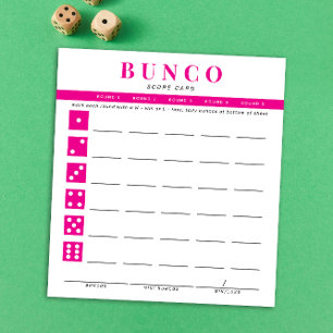 Bloc De Notas Tarjeta de puntuación simple de Bunco rosa y blanc