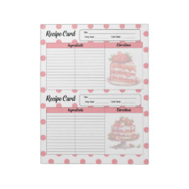 Bloc De Notas Tarjeta de recetas de tratamientos de fresa cuta