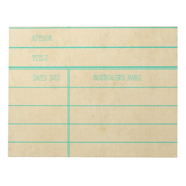 Bloc De Notas Tarjeta de vencimiento de libro de biblioteca retr (Frente)