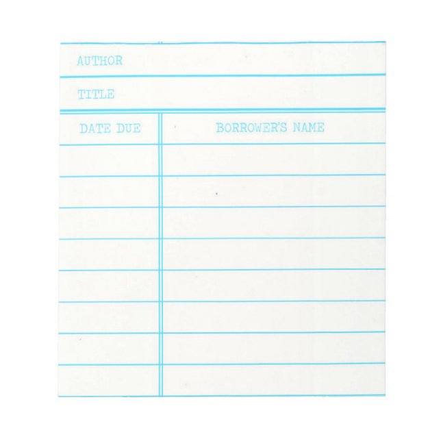 Bloc De Notas Tarjeta de vencimiento de libro de biblioteca retr (Frente)