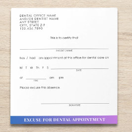 Bloc De Notas Tarjeta moderna personalizada de excusa de cita de