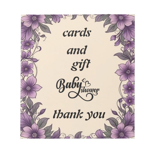 Bloc De Notas tarjetas baby shower (Frente)
