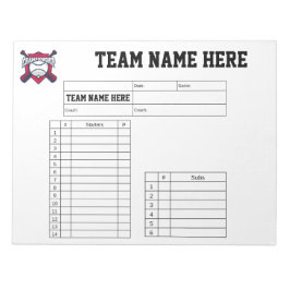 Bloc De Notas Tarjetas de alineación de béisbol