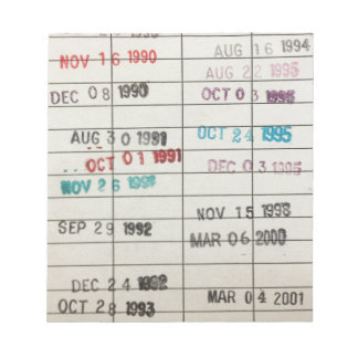 Bloc De Notas Tarjetas de fecha de vencimiento de la biblioteca 