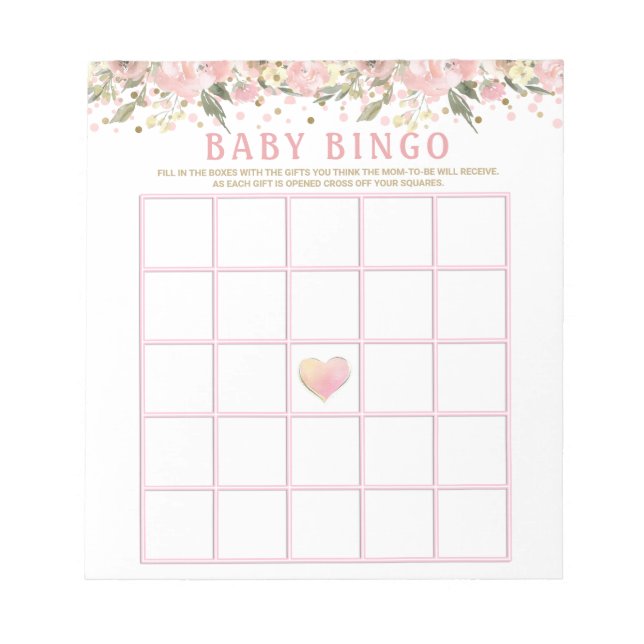 Bloc De Notas Tarjetas de juego de bingo para baby shower con fl (Frente)