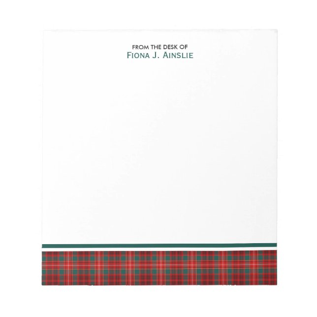 Bloc De Notas Tartan del Clan Ainslie (Frente)
