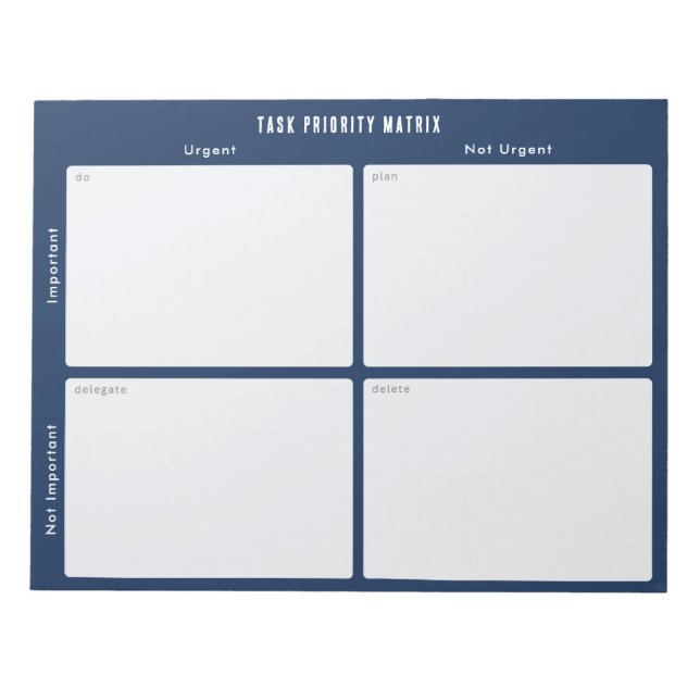 Bloc De Notas Task Priority and planner Matrix (dark blue) (Frente)