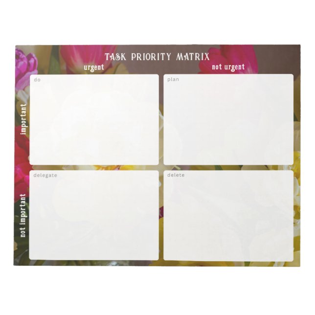 Bloc De Notas Task Priority and planner Matrix (floral) (Frente)