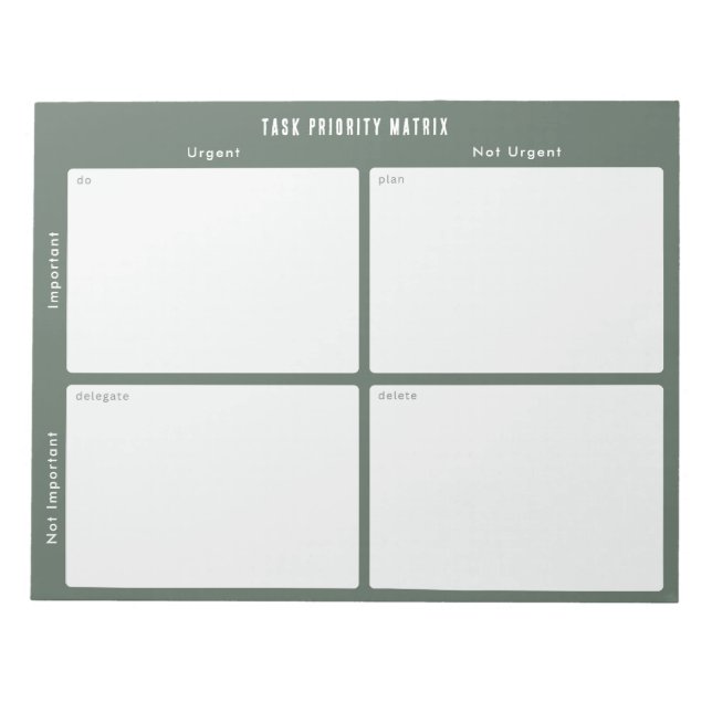Bloc De Notas Task Priority and planner Matrix (Green) (Frente)