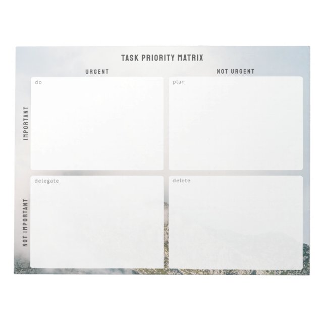 Bloc De Notas Task Priority and planner Matrix (mountain) (Frente)