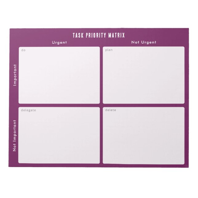 Bloc De Notas Task Priority and planner Matrix (purple/magenta) (Frente)