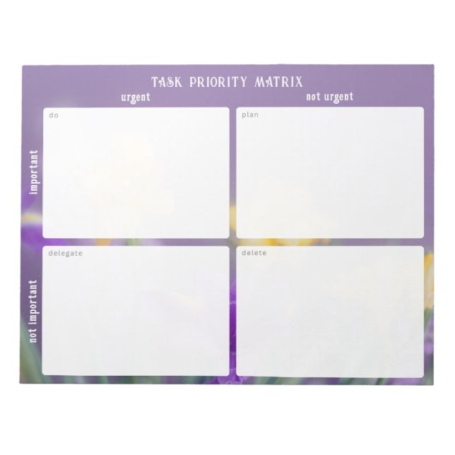 Bloc De Notas Task Priority and planner Matrix (spring floral) (Frente)