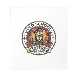 Bloc De Notas Tatuaje de escuela antigua gato gatito lindo diseñ