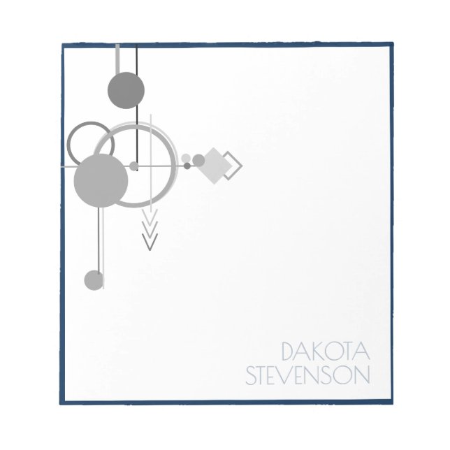 Bloc De Notas Tatuajes Línea Arte | Marca Personalizada Gris Azu (Frente)