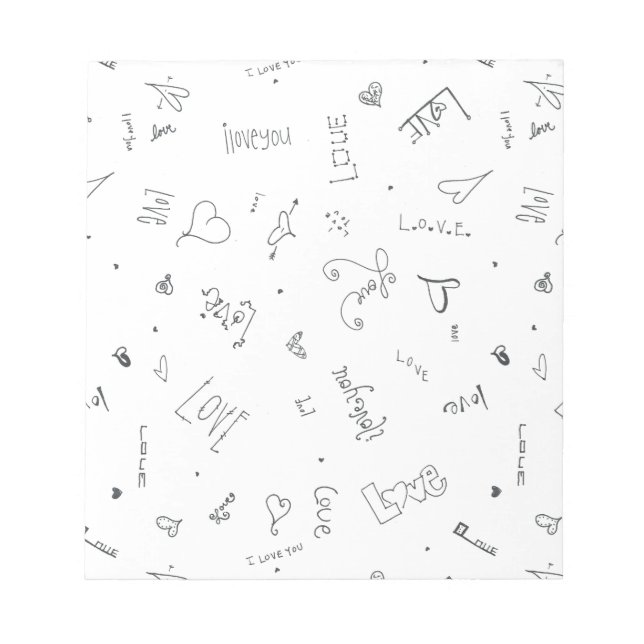 Bloc De Notas te amo doodles personalizados (Frente)
