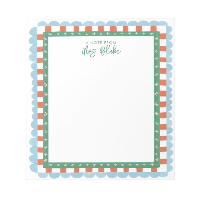 Bloc De Notas Teacher Appreciation Bold Color Border (Frente)