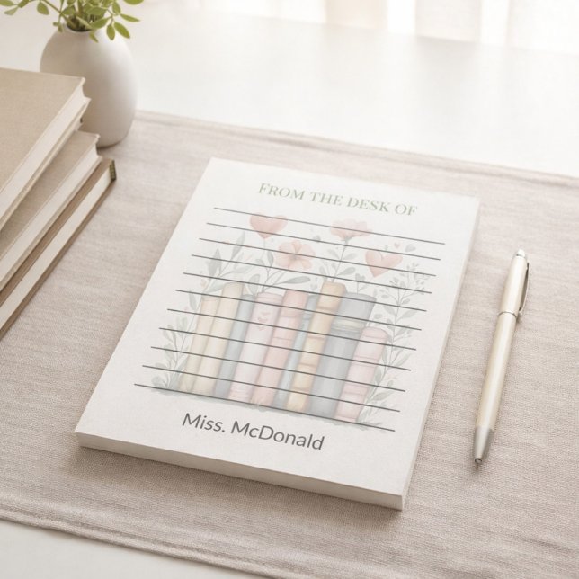 Bloc De Notas Teacher Appreciation Gift Floral Stacked Books  (Subido por el creador)