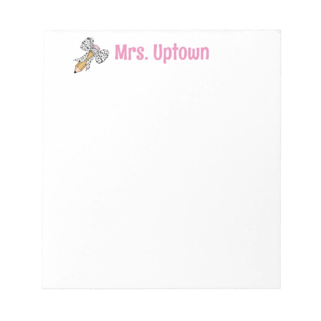 Bloc De Notas Teacher appreciation personalized pencil with bow (Frente)